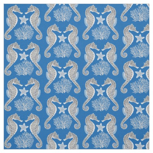 Contemporary Sea Life Seahorse Fabric