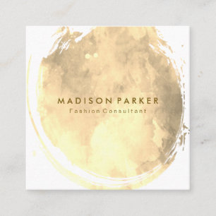 Contemporary Sepia Watercolor Brushed Square Business Card