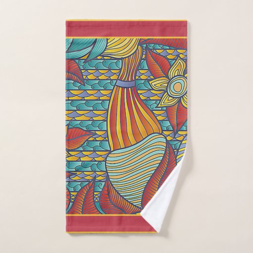 Contemporary Shapes Teal, Orange, Yellow Fun Bath Towel Set Zazzle