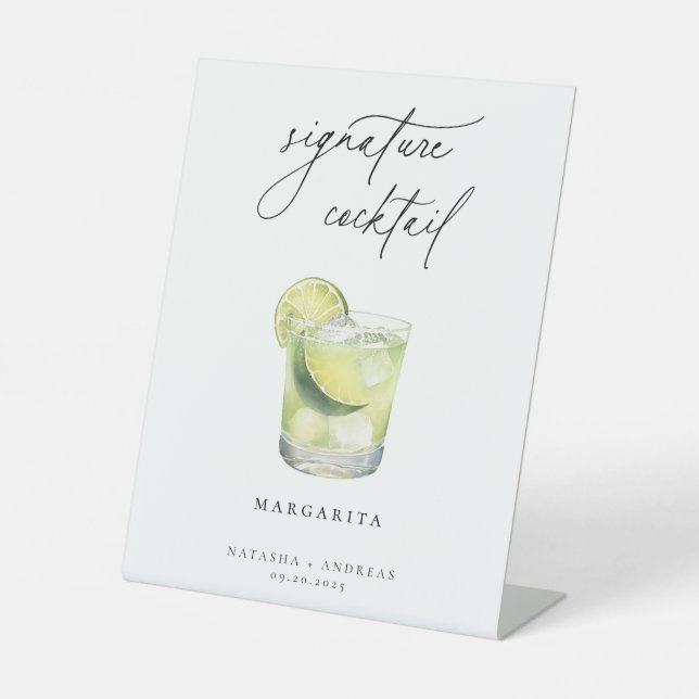 Contemporary Signature Cocktail  Pedestal Sign (Front)