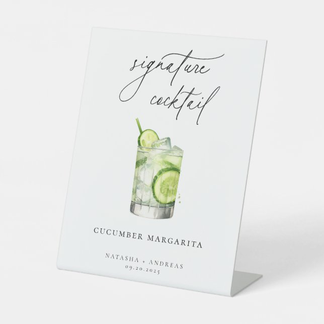 Contemporary Signature Cocktail  Pedestal Sign (Front)