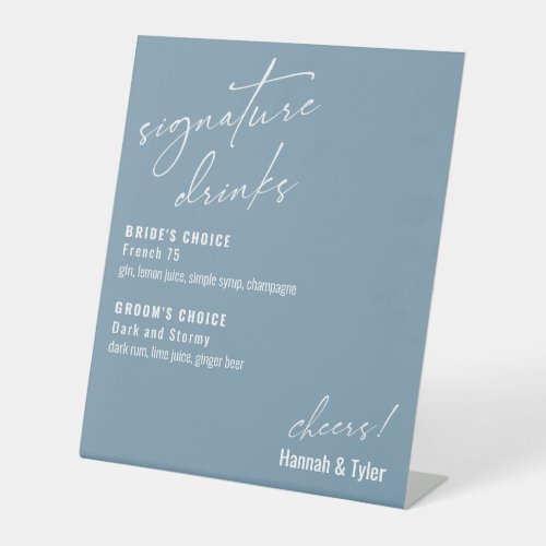 Contemporary Signature Drinks Dusty Blue Pedestal Sign