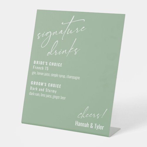 Contemporary Signature Drinks Sage Green Pedestal Sign
