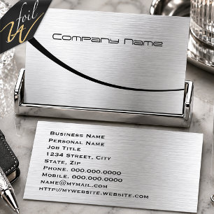 Contemporary Silver Metallic Professional Foil Business Cards