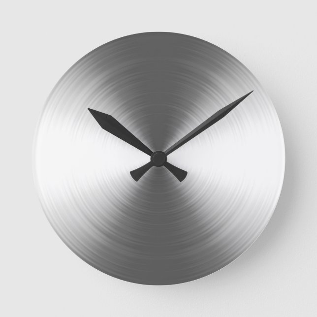 Contemporary Silver Radiant Pattern Round Clock (Front)