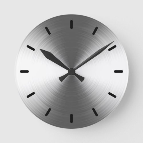 Contemporary Silver Radiant Pattern Round Clock