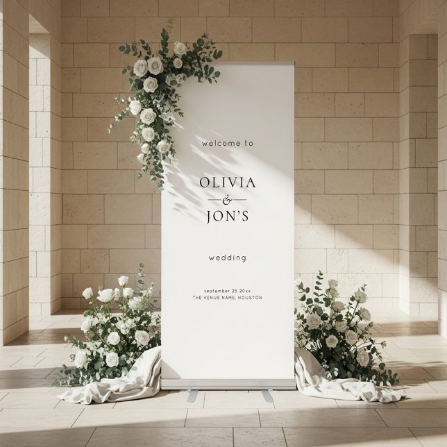 Contemporary Simple Black White Wedding Welcome  Retractable Banner (Creator Uploaded)