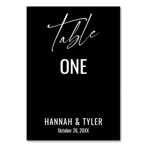 Contemporary Simple Elegant Black Table Number