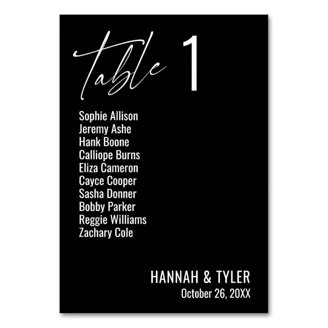 Contemporary Simple Elegant Black Table Number (Front)