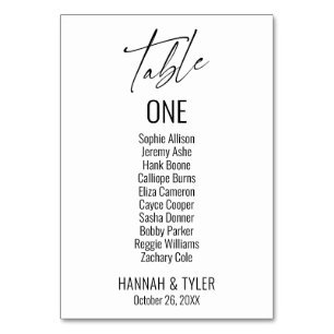 Contemporary Simple Elegant Typography Table Number