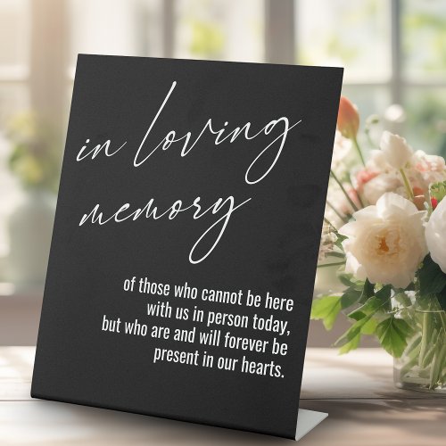 Contemporary Simple In Loving Memory Black Pedestal Sign