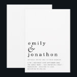Contemporary Simple Text Black White Wedding Invitation<br><div class="desc">Contemporary Simple Text Black White Wedding. Simple and. Informal,  your first names are large in stylish lowercase with the details at the beneath. Easily personalise the text.</div>