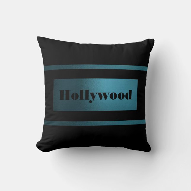 Contemporary Slick Teal 3 Striped/Black Pillow-CA1 Throw Pillow (Front)
