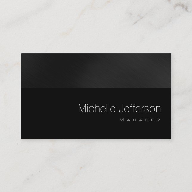 Contemporary Standard Black Gray Business Card (Front)