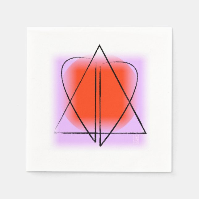 Contemporary Star of David/Heart Paper Cocktail Napkins (Front)