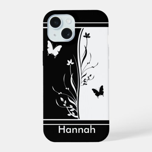 Contemporary striking Black and white nature inspi iPhone 15 Case