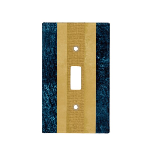 Contemporary Striped Royal Blue Gold, Buttercream Light Switch Cover (Front)