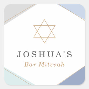 Contemporary Stripes Bar Mitzvah Square Sticker