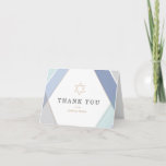 Contemporary Stripes Bar Mitzvah Thank You<br><div class="desc">Contemporary Bar Mitzvah thank you card design by Shelby Allison in gray,  blue and gold that can be personalized with your text.</div>