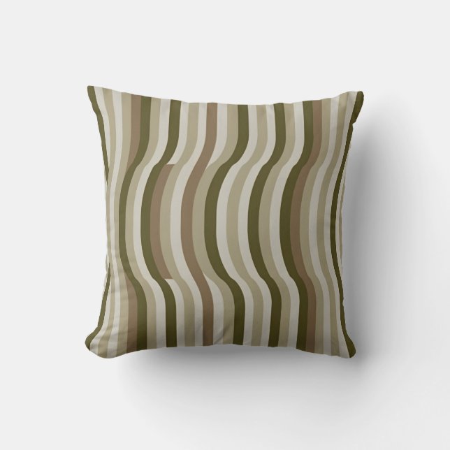 Contemporary Stripes in Neutral Shades Throw Pillow (Front)