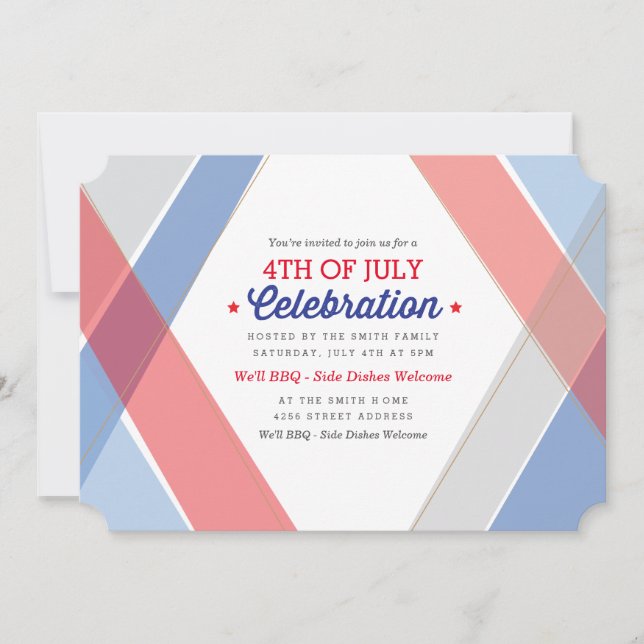 Contemporary Stripes July 4th Invite (Front)