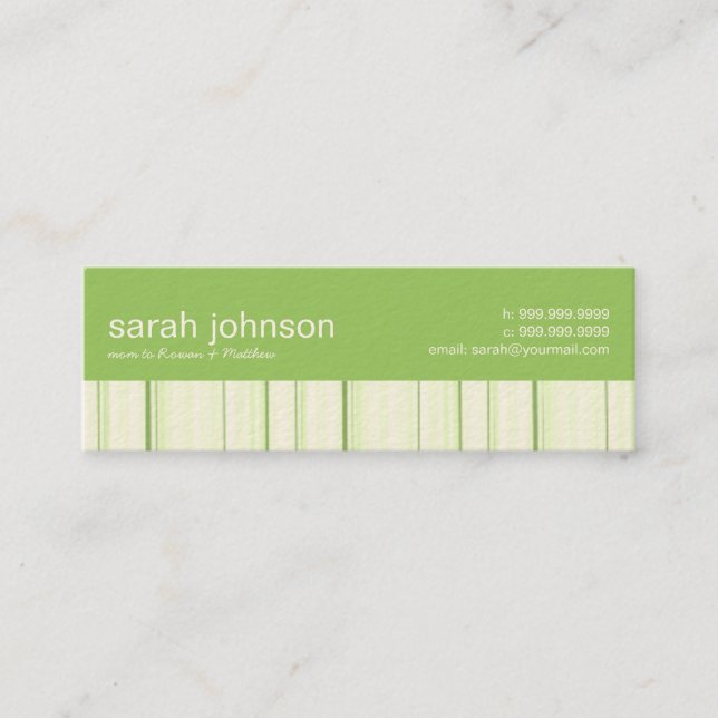Contemporary Stripes Mommy Calling Card (Front)