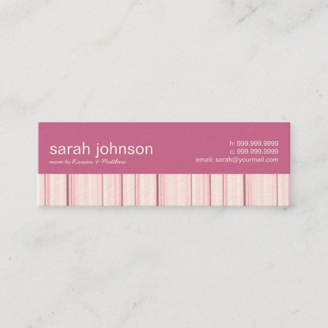 Contemporary Stripes Mommy Calling Card (Front)