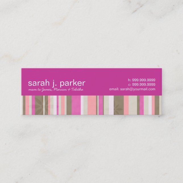 Contemporary Stripes Mommy Calling Card (Front)