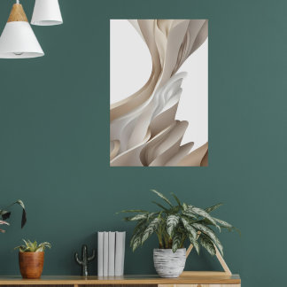 Contemporary Stylish Beige Abstract Art Poster