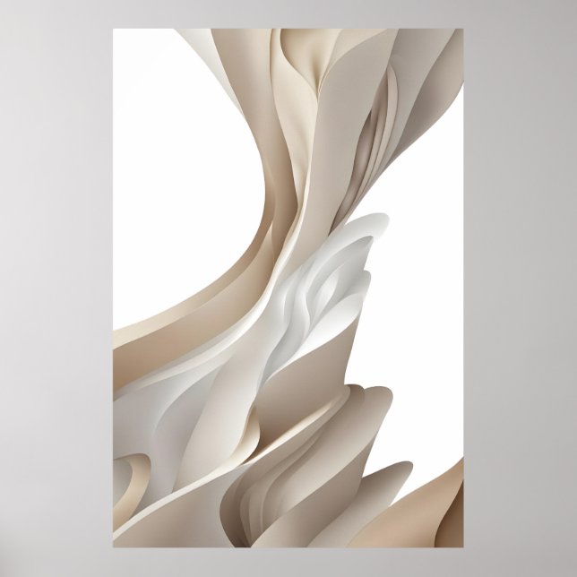 Contemporary Stylish Beige Abstract Art Poster (Front)