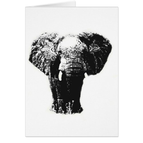 Contemporary Stylish Black  White Elephant Card