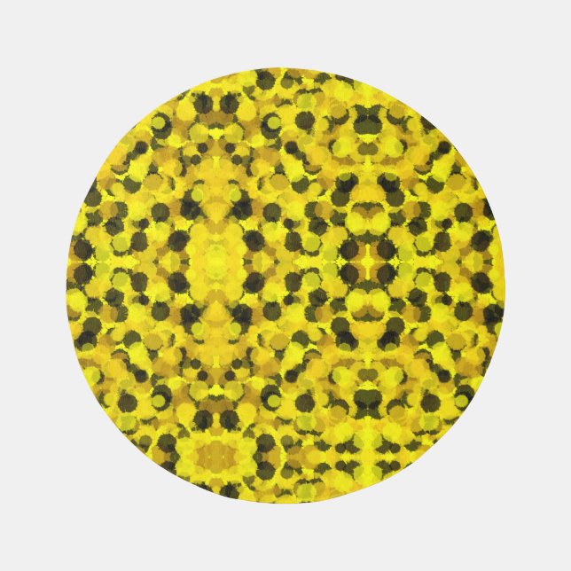Contemporary Sunflower Abstract Dots Yellow Nature Outdoor Rug (Front)