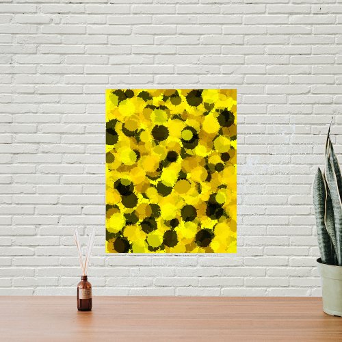 Contemporary Sunflower Abstract Dots Yellow Nature Poster