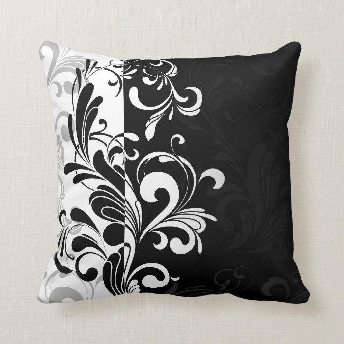 Contemporary Swirl Black and White Throw Cushion Zazzle