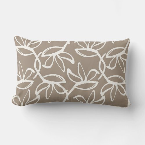 Contemporary Taupe Floral Throw PIllow