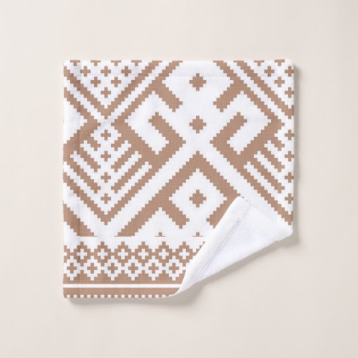 Contemporary Taupe, Linen, Brown Patterned Bath Towel Set | Zazzle