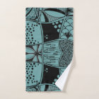 Contemporary Teal Grid & Leaf Illustration Hand