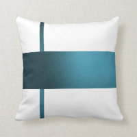 Contemporary Teal Strip White Pillow- Throw Pillow