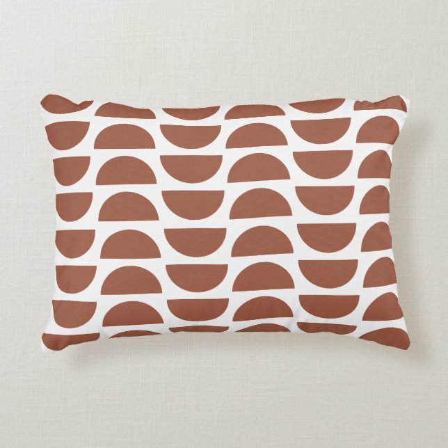 Contemporary Terracotta Abstract Geometric Print Accent Pillow (Front)