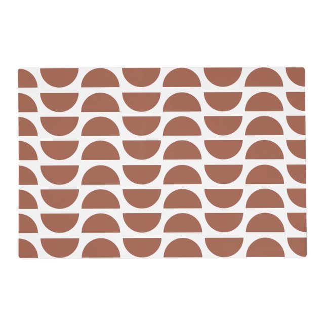 Contemporary Terracotta Abstract Geometric Print Placemat (Front)
