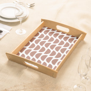 Contemporary Terracotta Abstract Geometric Print Serving Tray