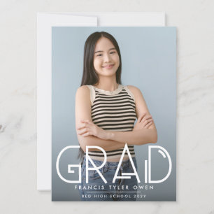 Contemporary Text GRAD with Photo Class of Announcement