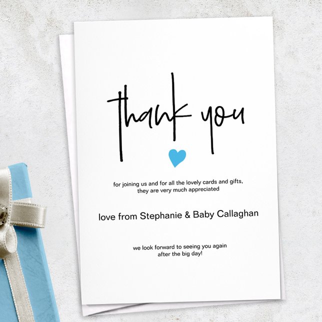 Contemporary Thank You Card With Tiny Blue Heart (Creator Uploaded)