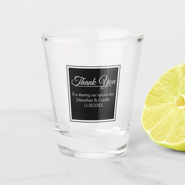 Contemporary Thank You Wedding Favor Shot Glass (Front)