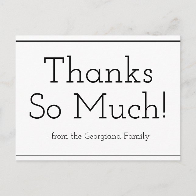 Contemporary "Thanks So Much!" Postcard (Front)