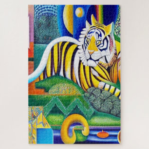Contemporary Tiger Art - Eye-Catching Decor      Jigsaw Puzzle