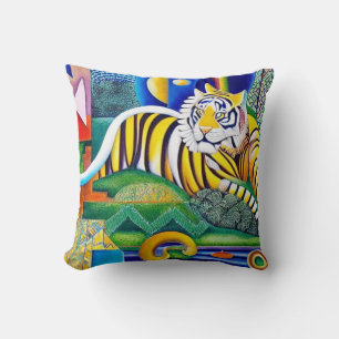 Contemporary Tiger Art - Eye-Catching Decor Throw Pillow