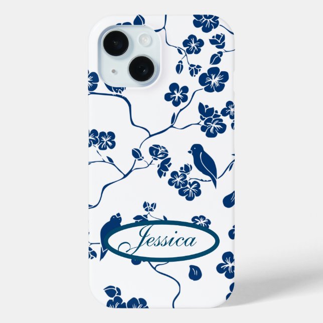 Contemporary Toile Birds & Florals Case-Mate iPhone Case (Back)