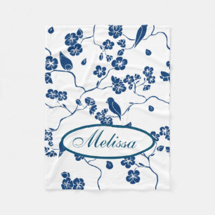 Contemporary Toile Birds & Florals Fleece Blanket