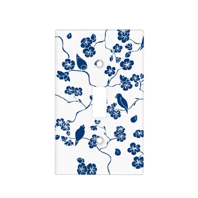 Contemporary Toile Birds & Florals Light Switch Cover (Front)